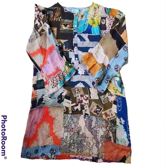 Johnny Was Vera Multi Color Patchwork Tunic size XXSmall New Boho - Picture 4 of 13